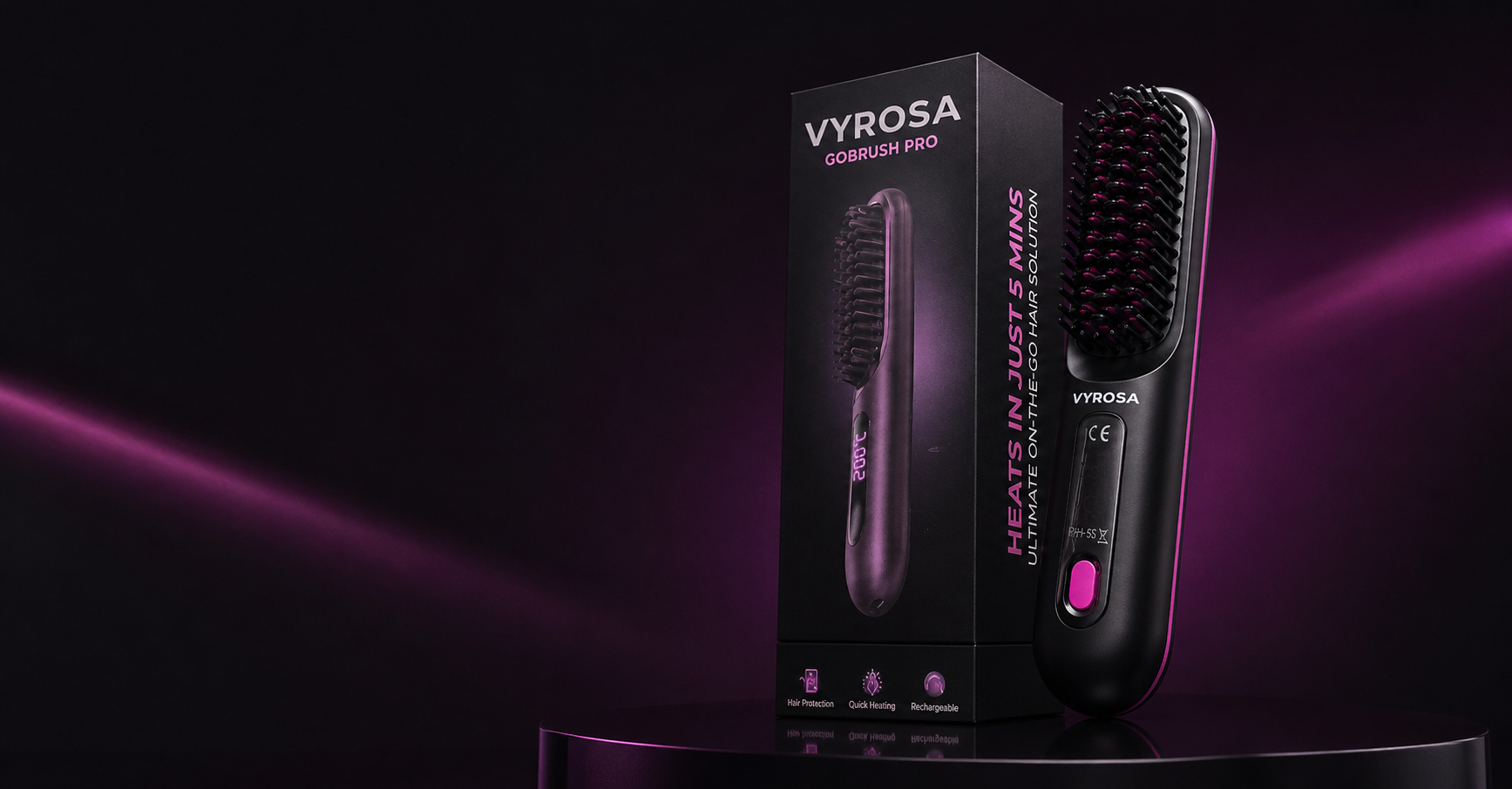 Vyrosa GoBrush Pro, ürün kutusu ve ücretsiz taşıma çantası